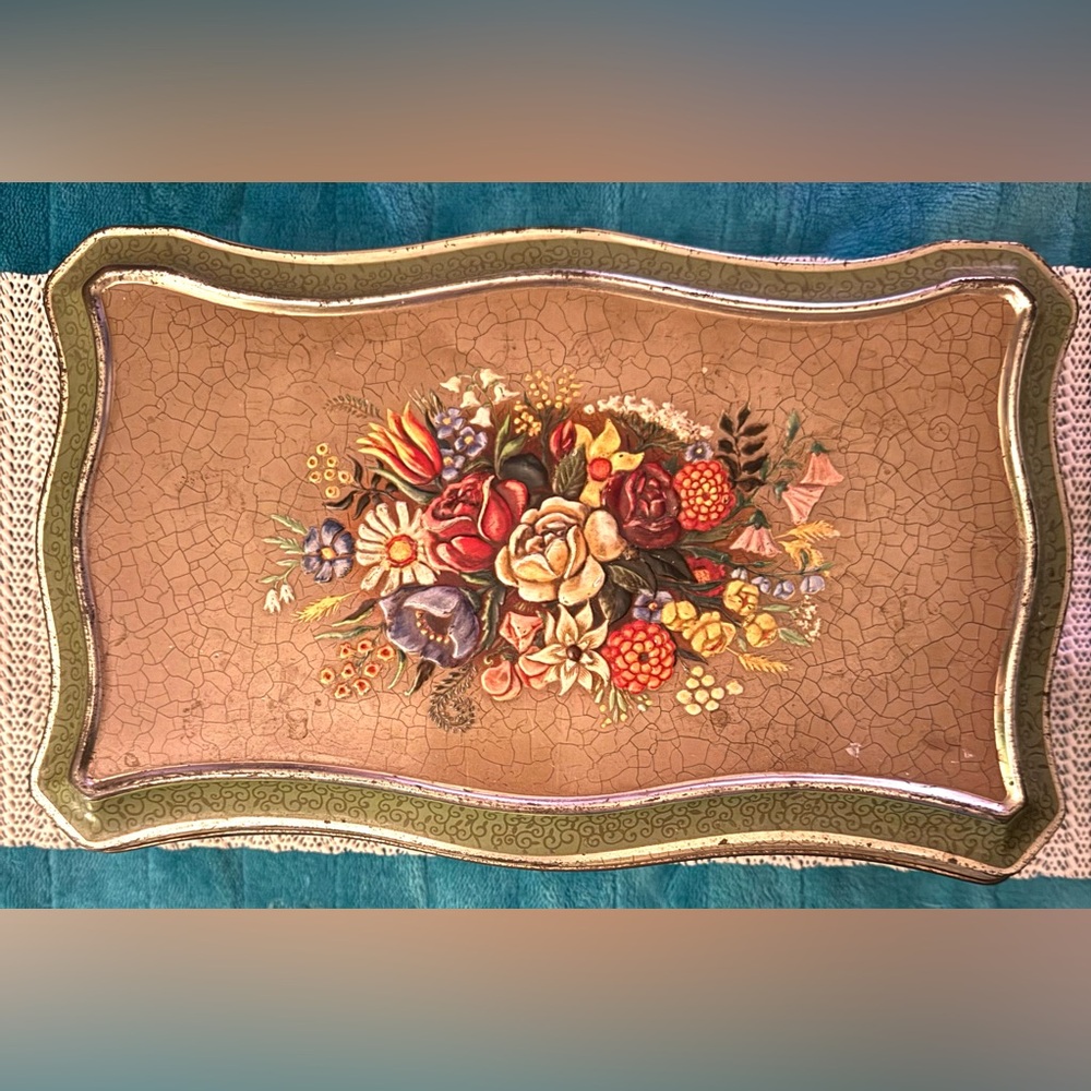 Vintage Floral Tin- Made In Holland Container
